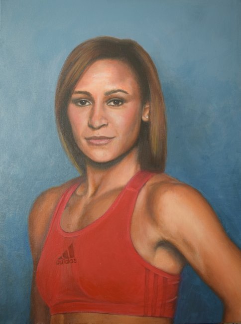 Jessica Ennis-Hill oil portrait painting in oil
